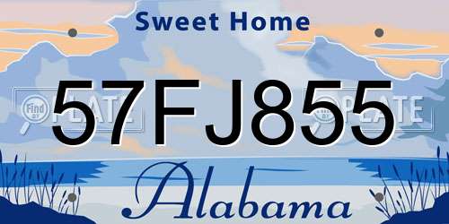 57FJ855 Alabama License Plate