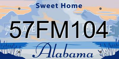 57FM104 Alabama License Plate