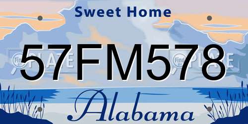 57FM578 Alabama License Plate