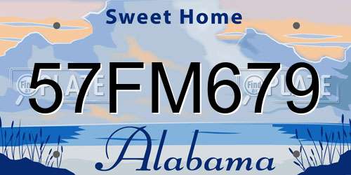 57FM679 Alabama License Plate