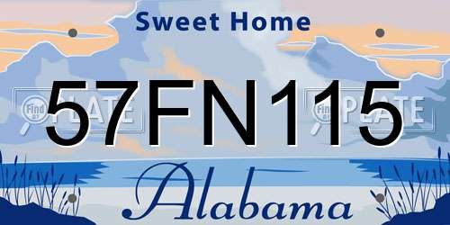 57FN115 Alabama License Plate