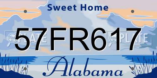 57FR617 Alabama License Plate