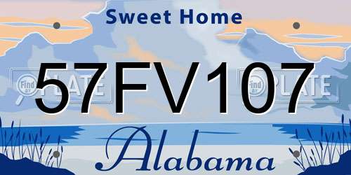 57FV107 Alabama License Plate
