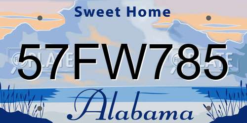 57FW785 Alabama License Plate