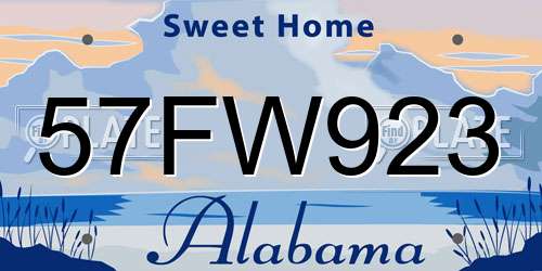 57FW923 Alabama License Plate