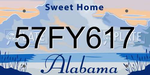 57FY617 Alabama License Plate