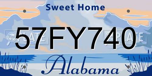 57FY740 Alabama License Plate