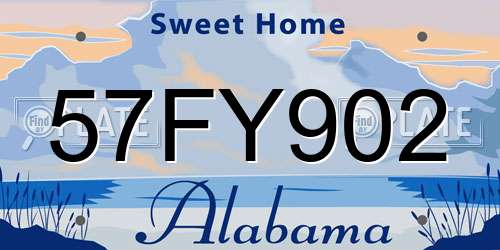 57FY902 Alabama License Plate