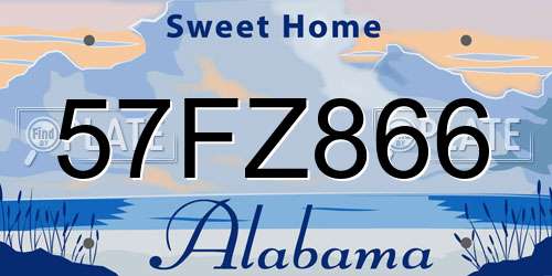 57FZ866 Alabama License Plate