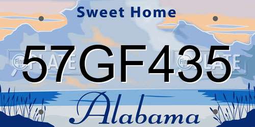 57GF435 Alabama License Plate
