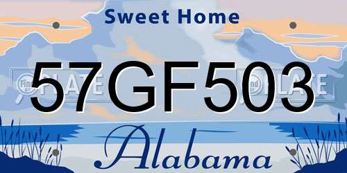 57GF503 Alabama License Plate