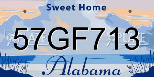 57GF713 Alabama License Plate