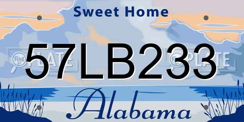 57LB233 Alabama License Plate