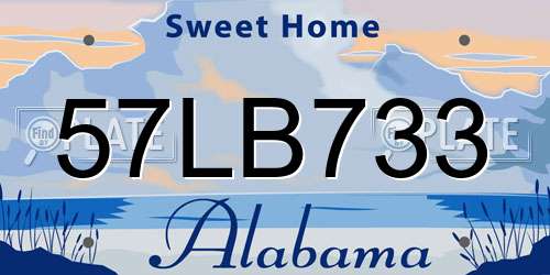 57LB733 Alabama License Plate