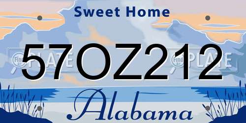 57OZ212 Alabama License Plate