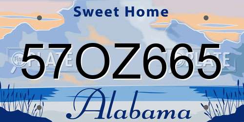 57OZ665 Alabama License Plate