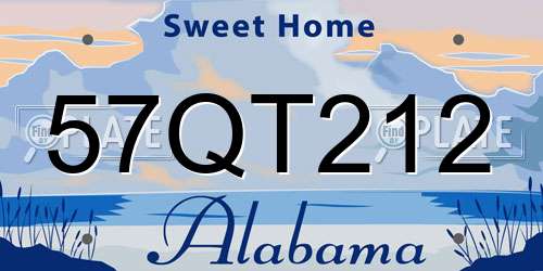 57QT212 Alabama License Plate