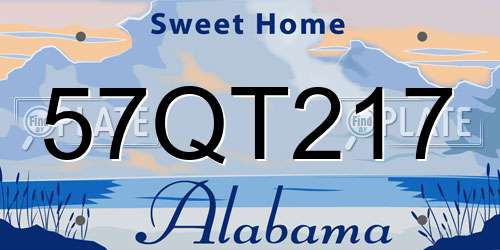 57QT217 Alabama License Plate