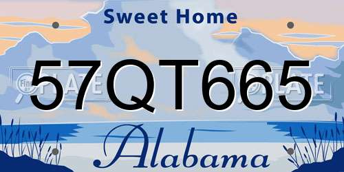 57QT665 Alabama License Plate