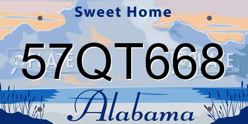 57QT668 Alabama License Plate