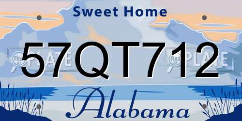 57QT712 Alabama License Plate