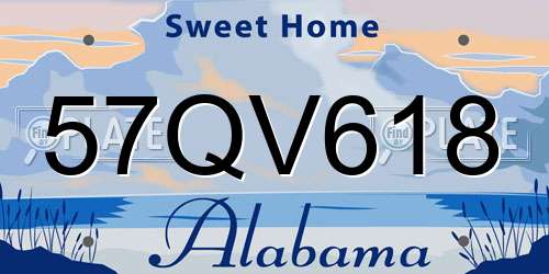 57QV618 Alabama License Plate