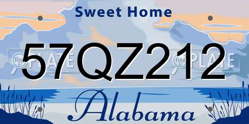 57QZ212 Alabama License Plate