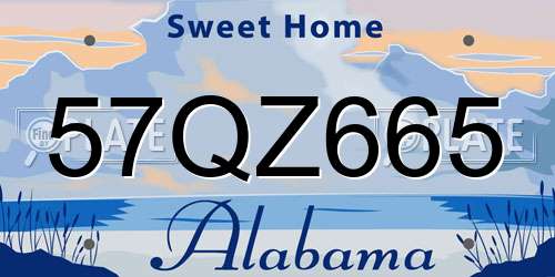 57QZ665 Alabama License Plate