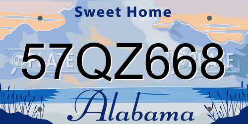 57QZ668 Alabama License Plate