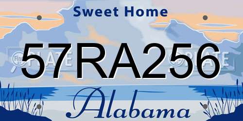 57RA256 Alabama License Plate