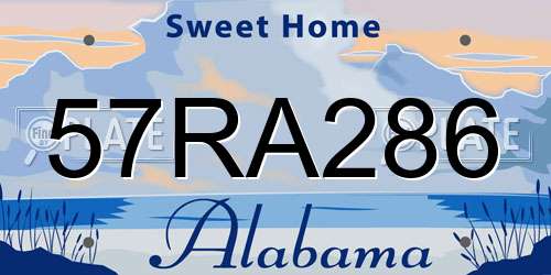 57RA286 Alabama License Plate