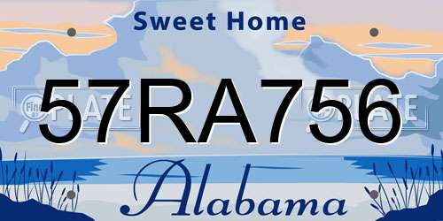 57RA756 Alabama License Plate