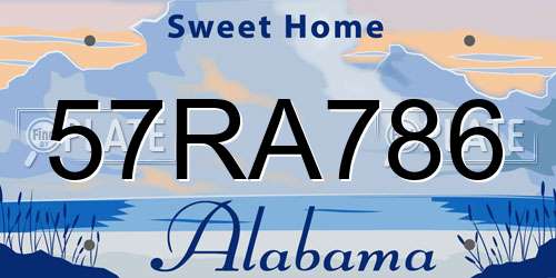 57RA786 Alabama License Plate