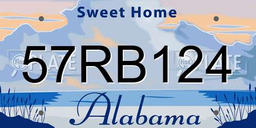 57RB124 Alabama License Plate