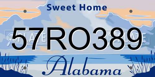 57RO389 Alabama License Plate
