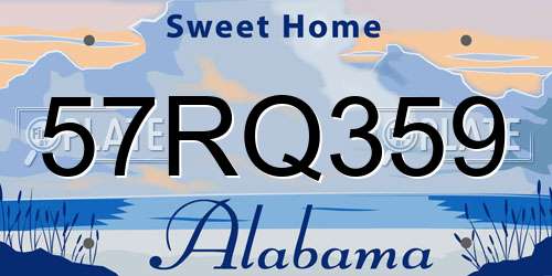 57RQ359 Alabama License Plate