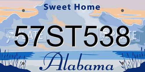 57ST538 Alabama License Plate
