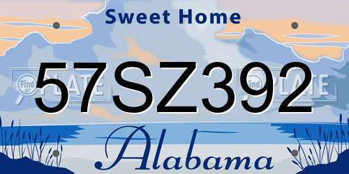 57SZ392 Alabama License Plate