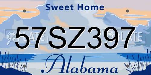 57SZ397 Alabama License Plate