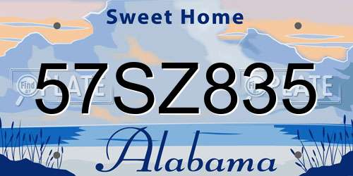 57SZ835 Alabama License Plate