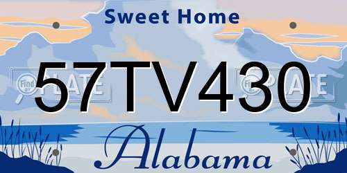 57TV430 Alabama License Plate