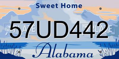 57UD442 Alabama License Plate
