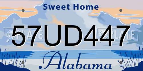 57UD447 Alabama License Plate