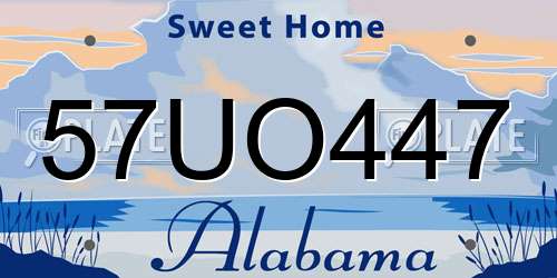 57UO447 Alabama License Plate