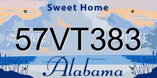 57VT383 Alabama License Plate