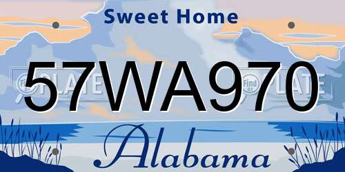 57WA970 Alabama License Plate