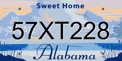 57XT228 Alabama License Plate