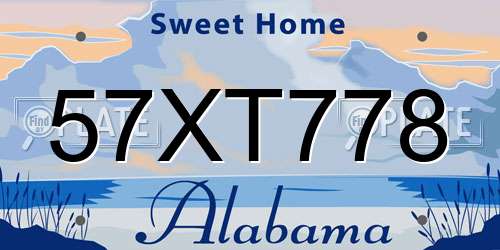 57XT778 Alabama License Plate