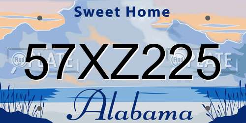 57XZ225 Alabama License Plate