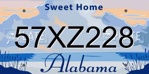 57XZ228 Alabama License Plate